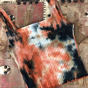 Tye Dye Rib Knit Tank Top by Heart Hip SZ L